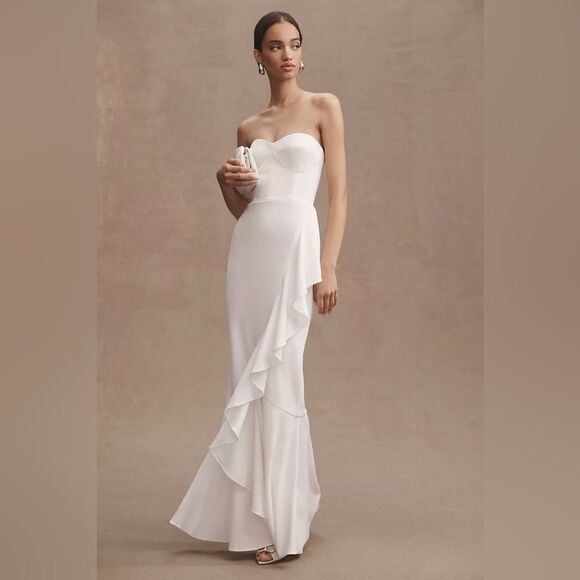 New BHLDN Dress The Population Paris Ruffle Strapless Mermaid Gown -  toquedesaborminas.com.br